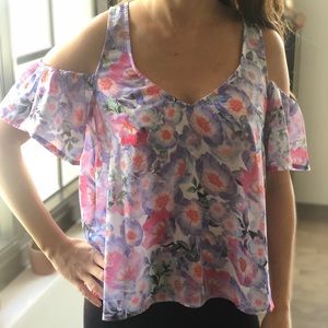 Show Me Your Mumu Shoulder Cut Out Floral Top, XS